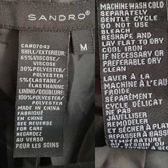 SANDRO Button Front Blazer Black M - Picture 9 of 9